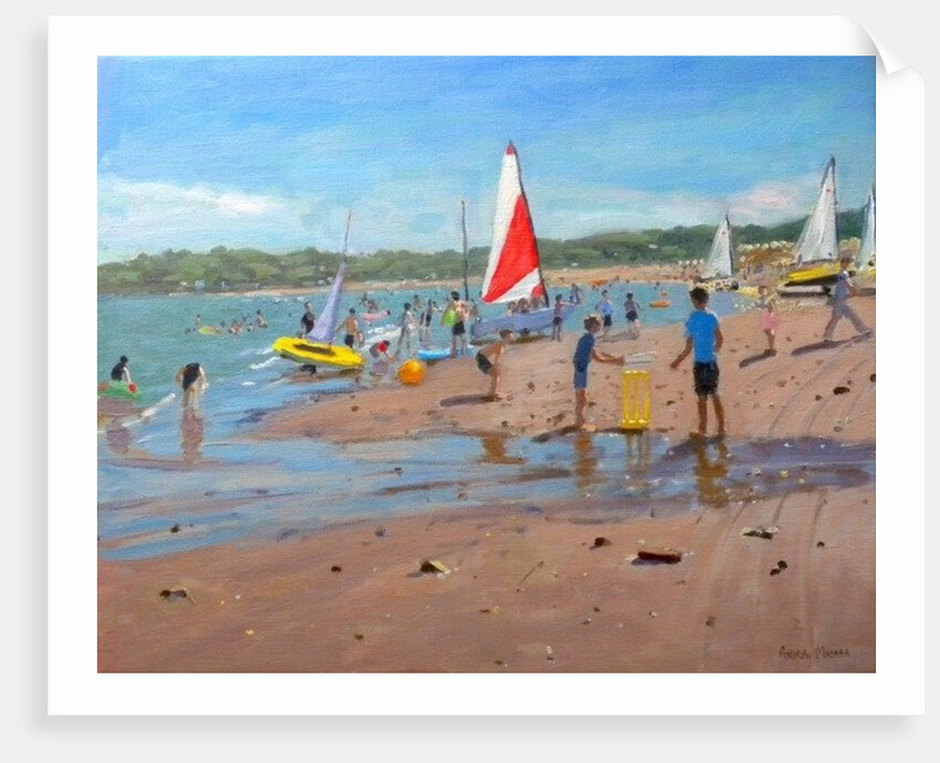 Cricket and red and white sail, Abersoch, 2011 by Andrew Macara