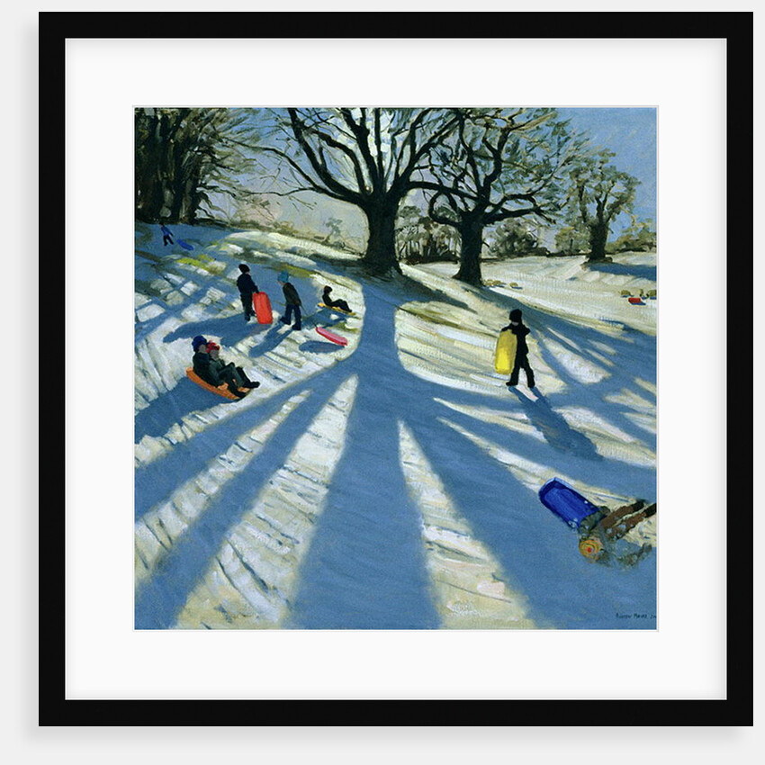 Winter Tree, Snow Sledgers, Calke Abbey, Derby by Andrew Macara