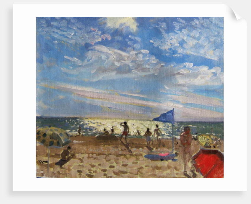 Blue flag and red sun shade, Montalivet by Andrew Macara