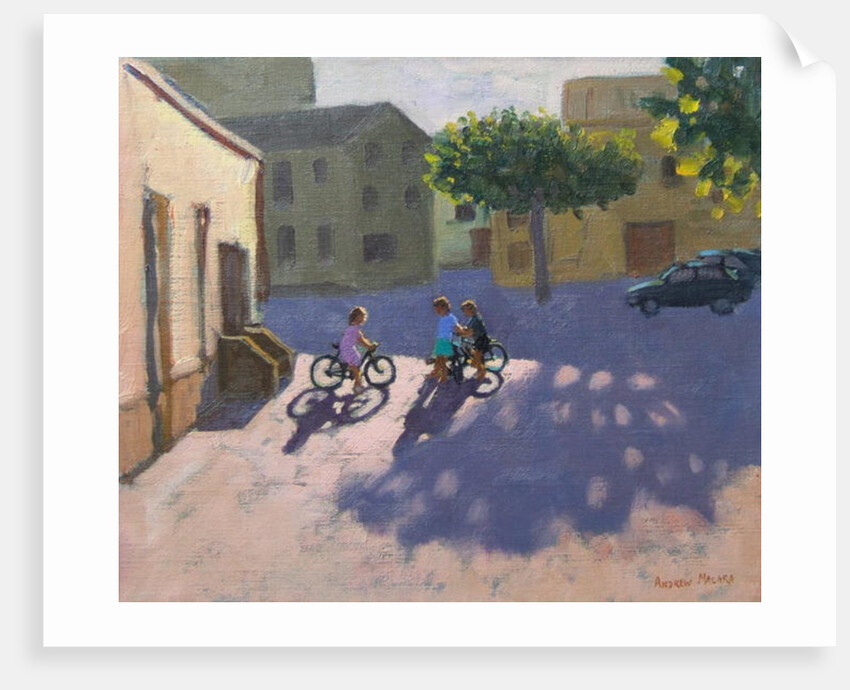 Three children with bicycles, Spain by Andrew Macara