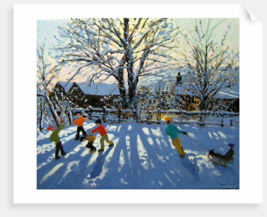 Fun in the snow, Tideswell, Derbyshire by Andrew Macara