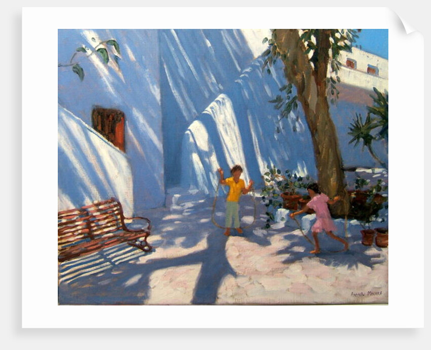 Two girls skipping, Mykonos by Andrew Macara