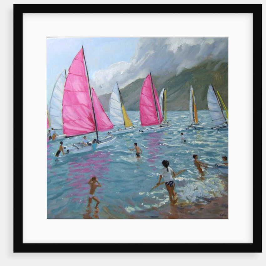 Pink and white sails, Lefkas, 2007 by Andrew Macara