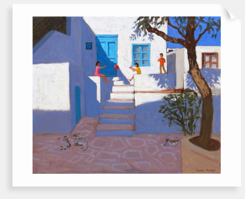 Children and cats, Mykonos, 2017 by Andrew Macara