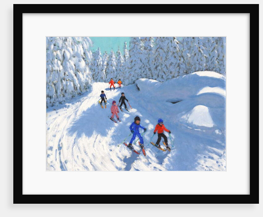 Skiing down the trail, Courchevel, 2018 by Andrew Macara