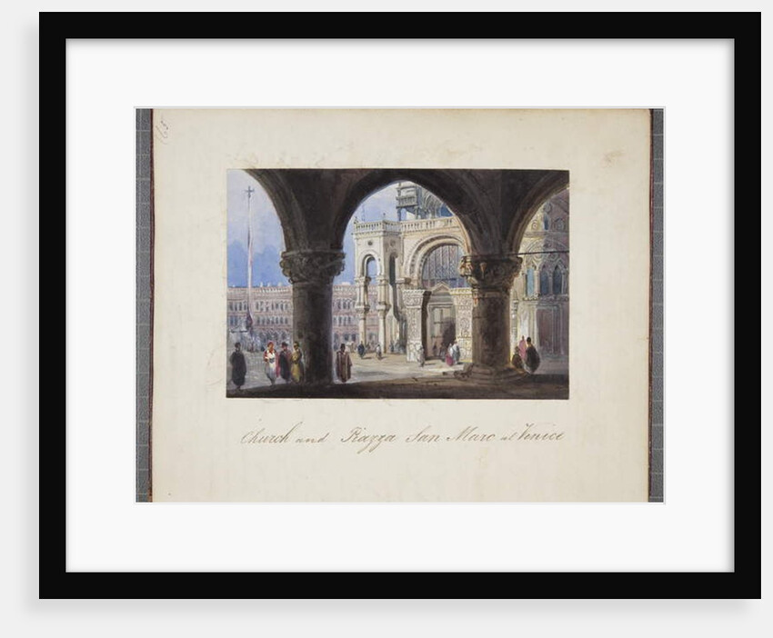 Church and Piazza San Marc at Venice, pasted in to Thomas Moody's Journal of a tour through Switzerland and Italy, 1822 by Joseph Axe Sleap