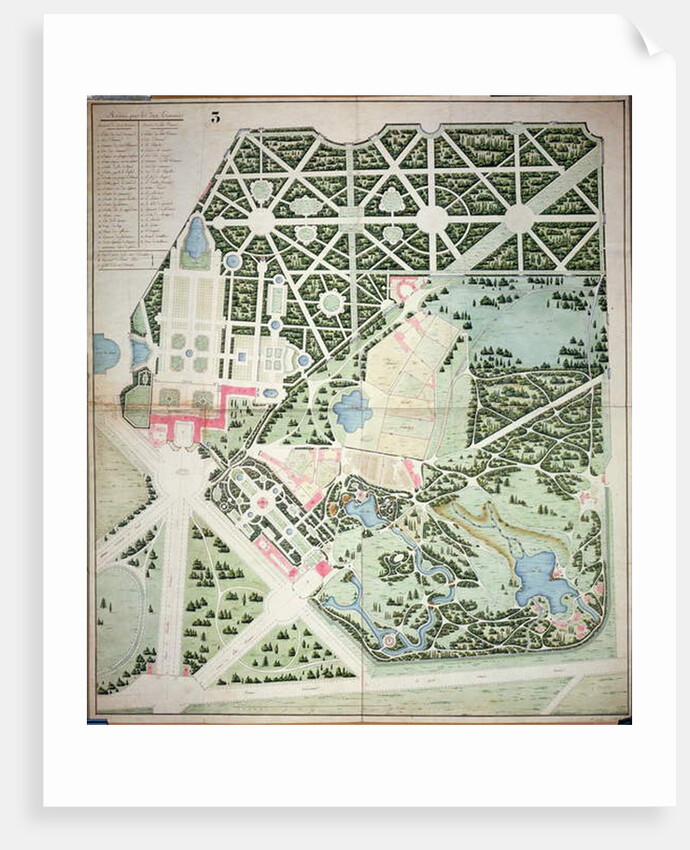 General plan of the parks of the two Trianon Palaces, Versailles, early 19th century by French School