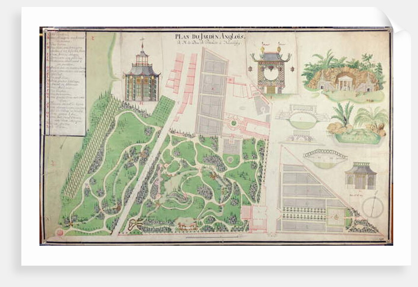 Plan of the English Landscape Garden of the Duke of Praslin in Neuilly-sur-Seine, 1788 by French School