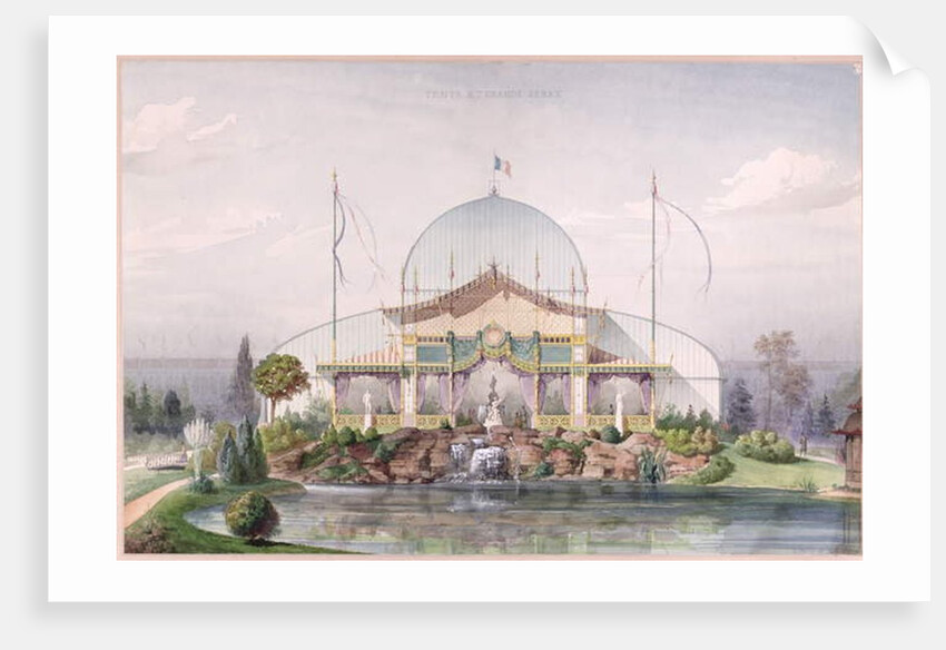Tent and Big Glasshouse in the Garden of the Universal Exhibition in Paris in 1867 by French School