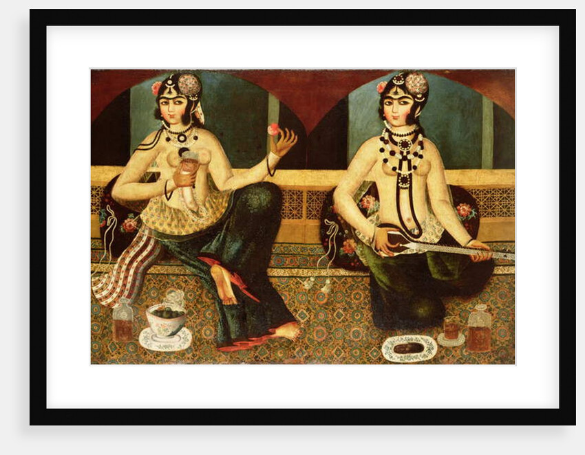 Two harem ladies, Qajar, Persian, c.1811-14 by Persian School