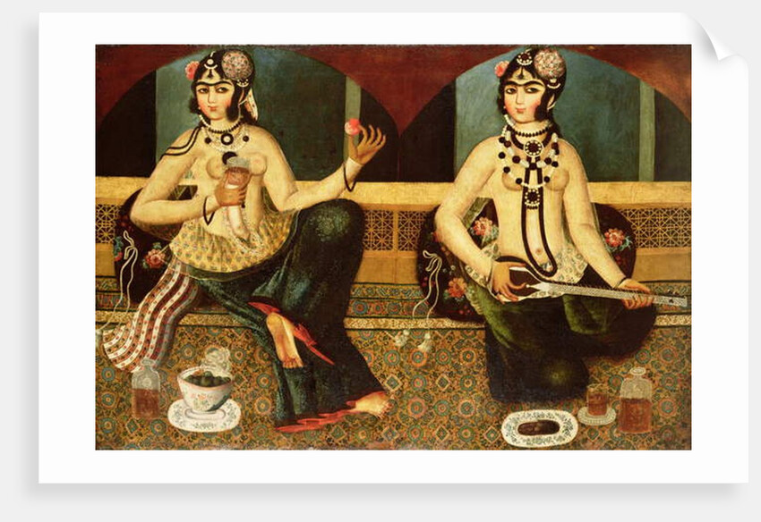 Two harem ladies, Qajar, Persian, c.1811-14 by Persian School