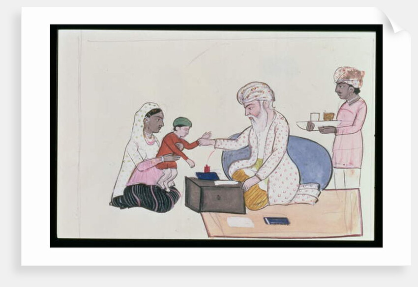 Indian Doctor Examining A Patient, c.1890 by Punjabi School