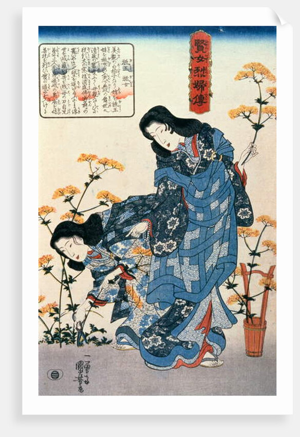 Gio and Giji Gathering Flowers by Utagawa Kuniyoshi