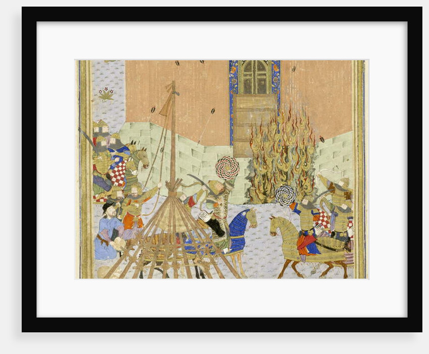 Persian 239 fol.223a Detail: The fortress of Gang Dizh attacked with mines by Persian School