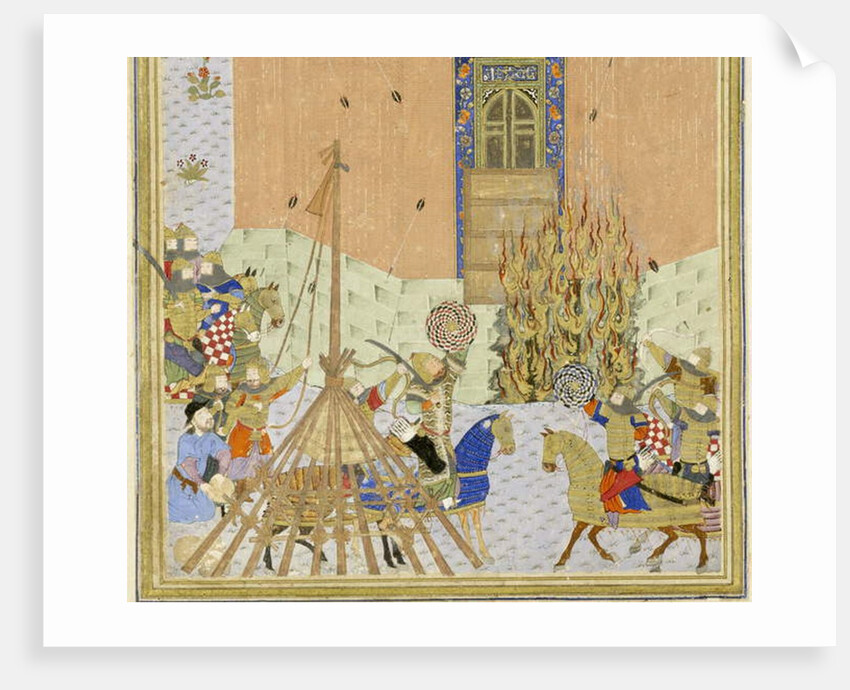 Persian 239 fol.223a Detail: The fortress of Gang Dizh attacked with mines by Persian School