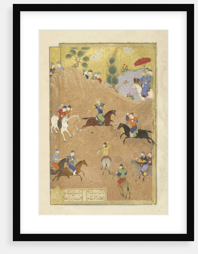 Persian 239 fol.252a Gusht?sp plays polo before the Qaysar by Persian School