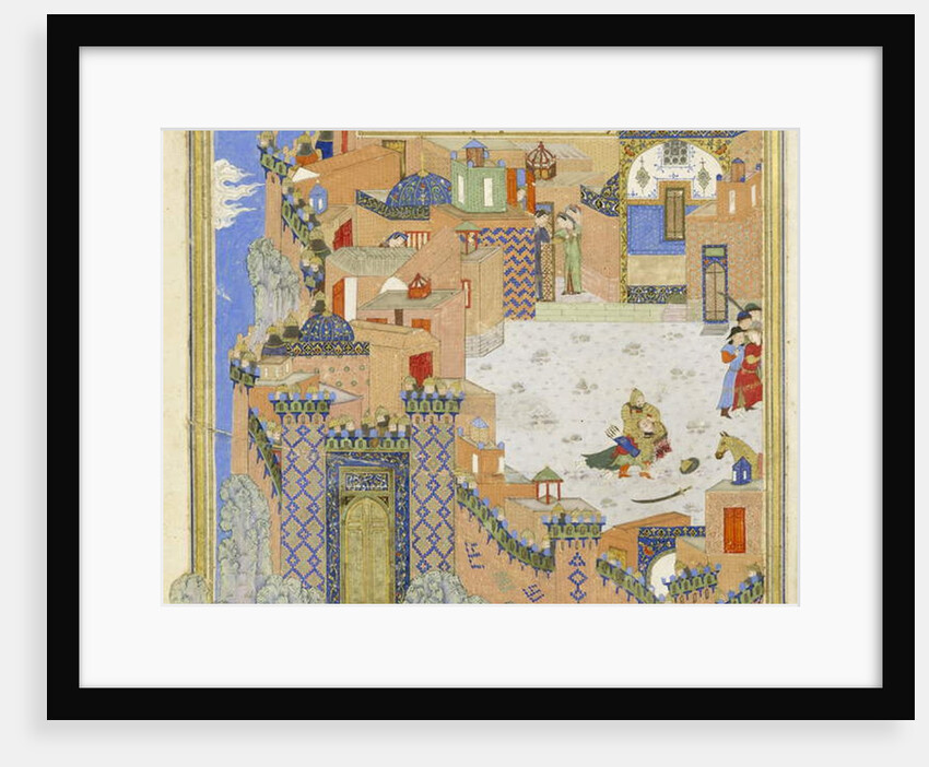 Persian 239 fol.278a Detail: Isfandiyār slays Arjāsp in the Brazen Hold by Persian School