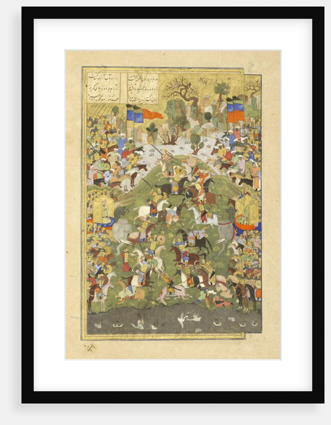 Talhand in battle against his brother by Persian School