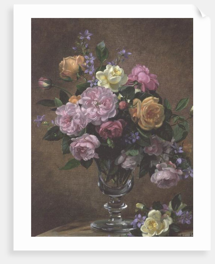 Roses in a glass vase by Albert Williams