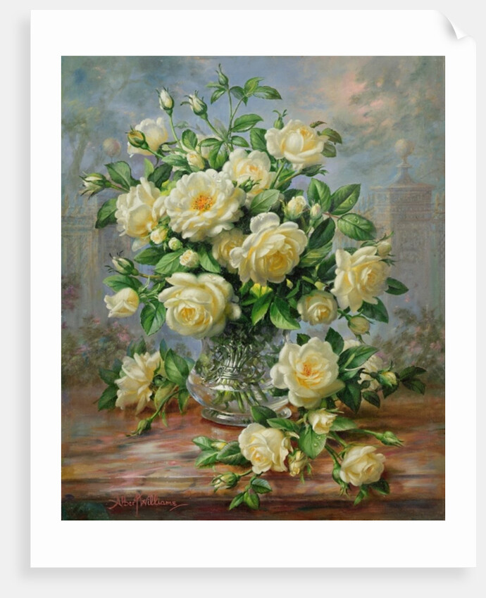 Princess Diana Roses in a Cut Glass Vase by Albert Williams