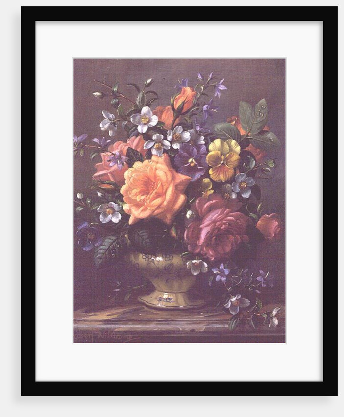 AB111/2 Roses and pansies by Albert Williams