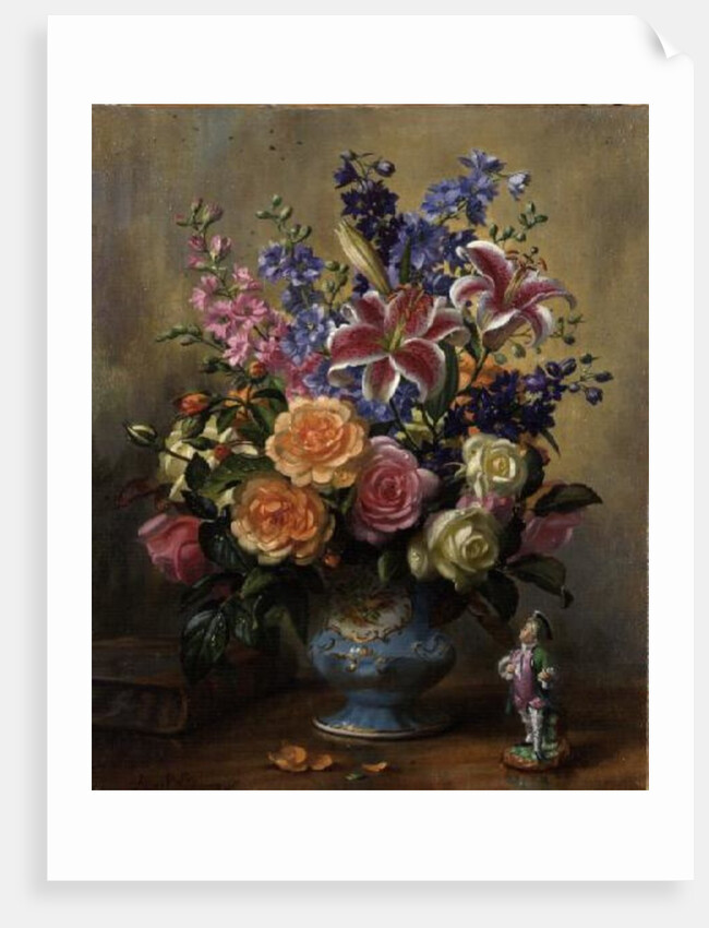 AB250 Still Life of Roses, Lilies and Delphiniums by Albert Williams