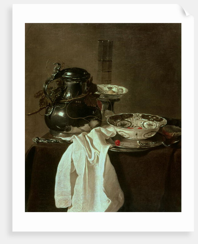 Still Life with a Pewter Flagon and Two Ming Bowls, 1651 by Jan Jansz Treck