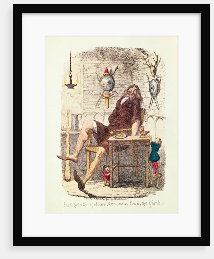 Jack Gets the Golden Hen away from the Giant by George Cruikshank
