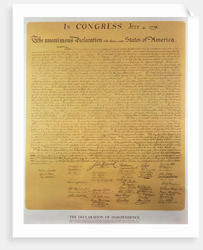 Declaration of Independence of the 13 United States of America of 1776, 1823 by American School