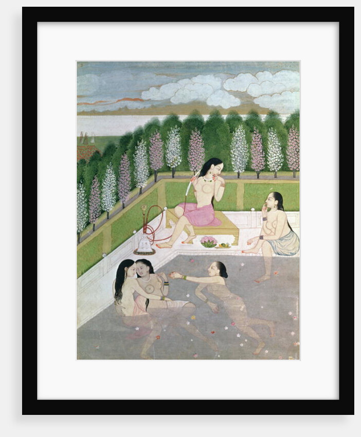 Girls Bathing, Pahari Style, Kangra School, Himachel Pradesh, 18th century by Indian School