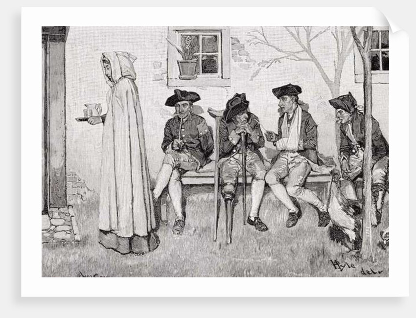The Wounded Soldiers Sat Along the Wall by Howard Pyle (after)