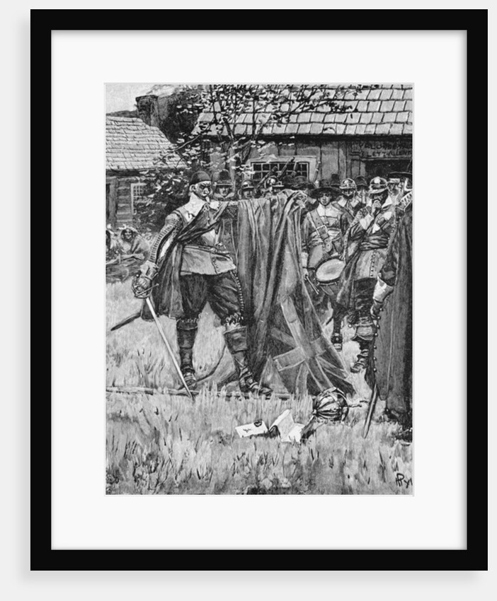 Endicott Cutting the Cross out of the English Flag by Howard Pyle