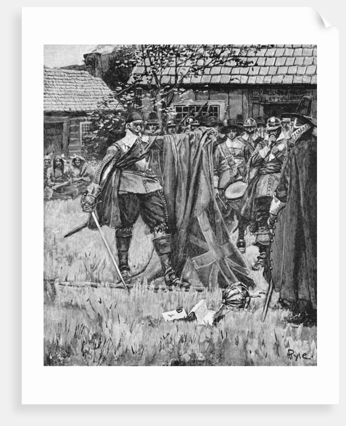 Endicott Cutting the Cross out of the English Flag by Howard Pyle
