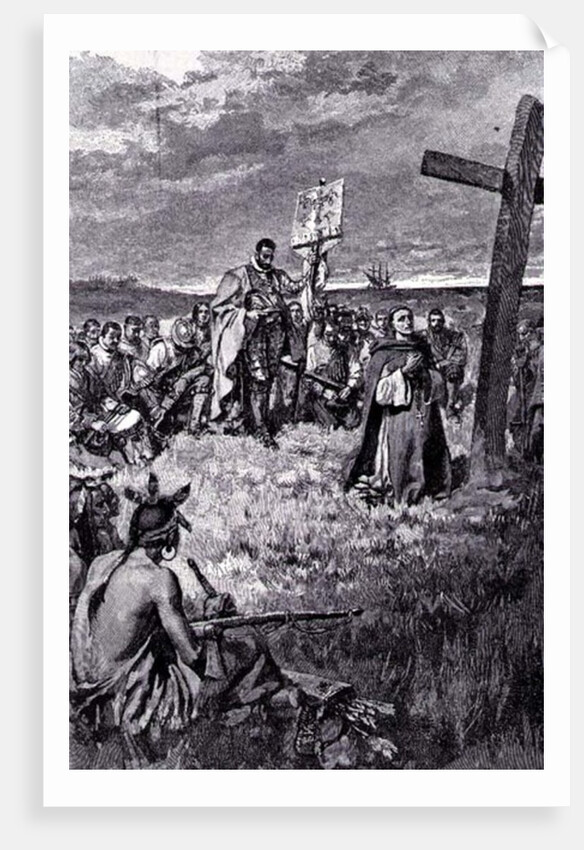 Jacques Cartier Setting up a Cross at Gaspe by Howard Pyle