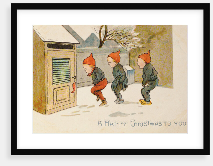 Tip-toeing Through the Snow, Victorian Christmas and New Year card by Unknown