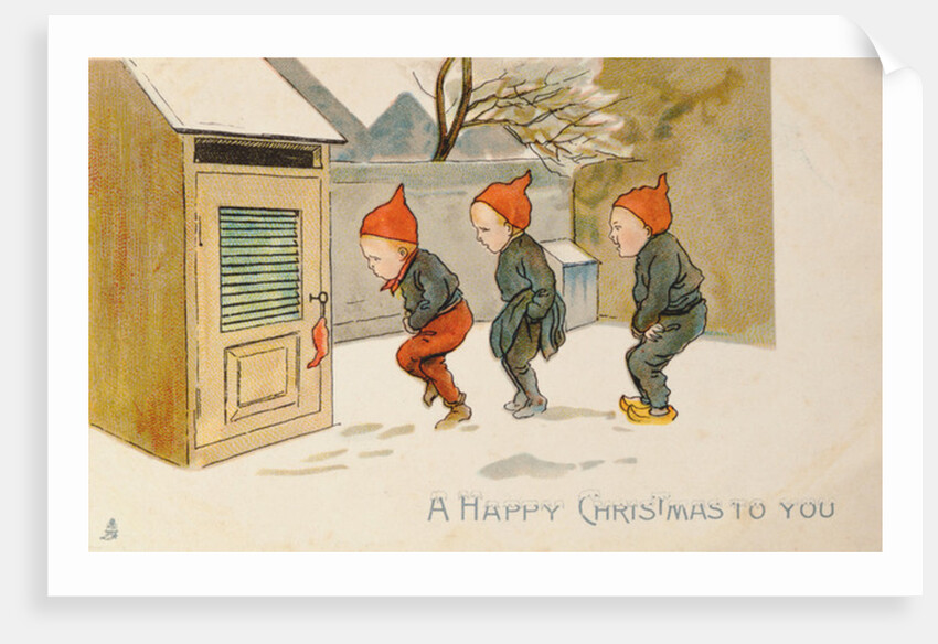 Tip-toeing Through the Snow, Victorian Christmas and New Year card by Unknown