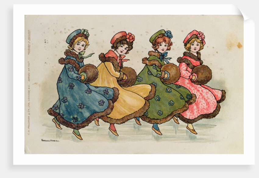 Four Young Girls with Muffs by Florence Hardy