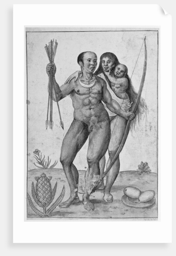 Brazilian Indian Man, Woman and Child by John White