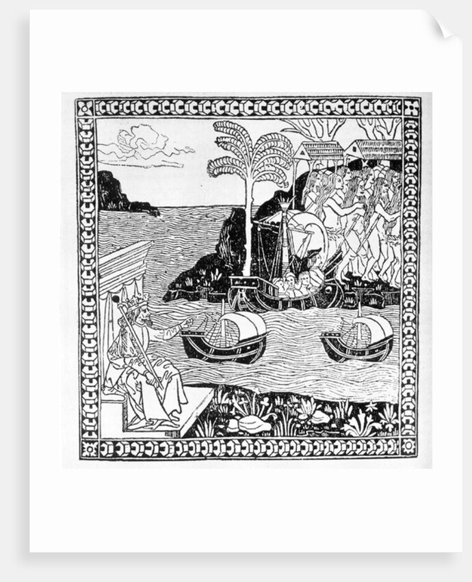 The Landing of Christopher Columbus , from Vol II of 'The Narrative and Critical History of America', edited by Justin Winsor, London, 1886 by English School