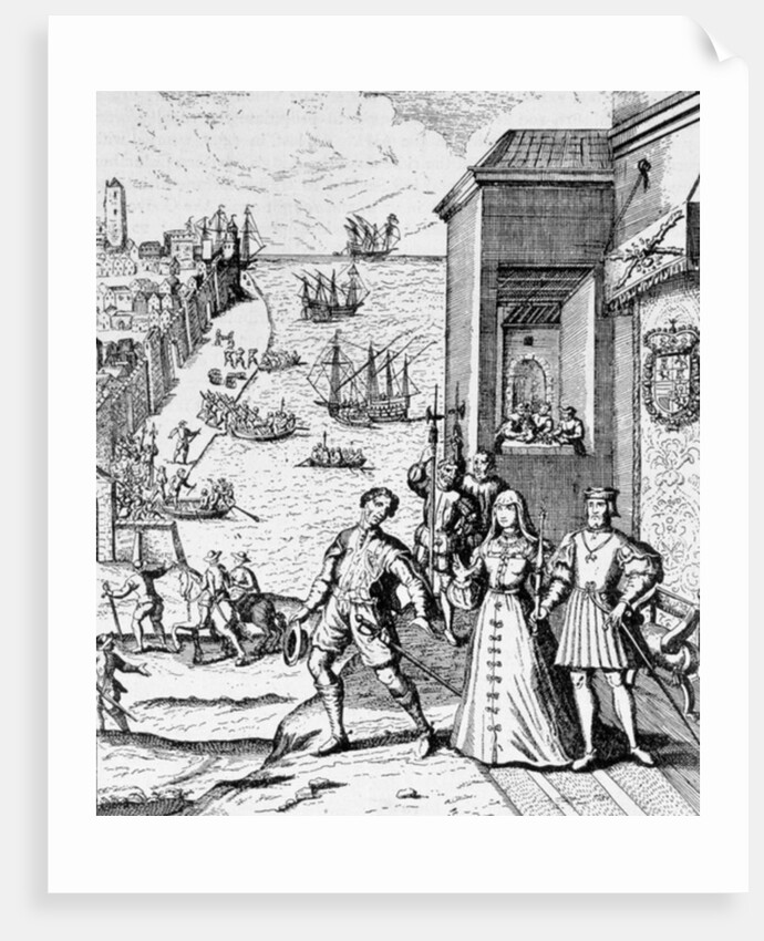 Parting of Columbus with Ferdinand and Isabella by Theodor de (after) Bry