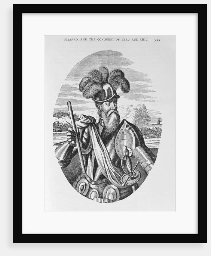 Portrait of Francisco Pizarro from 'The Narrative and Critical History of America', edited by Justin Winsor, London, 1886 by English School