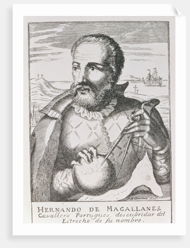 Portrait of Hernando de Magallanes from 'The Narrative and Critical History of America', edited by Jusin Winsor, London, 1886 by English School
