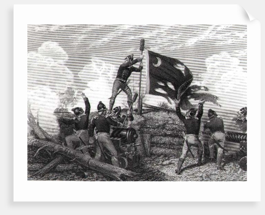 The Heroism of Sergeant William Jasper in Defence of Fort Moultrie, South Carolina, 12th May 1780 by Johannes Adam Simon Oertel (after)