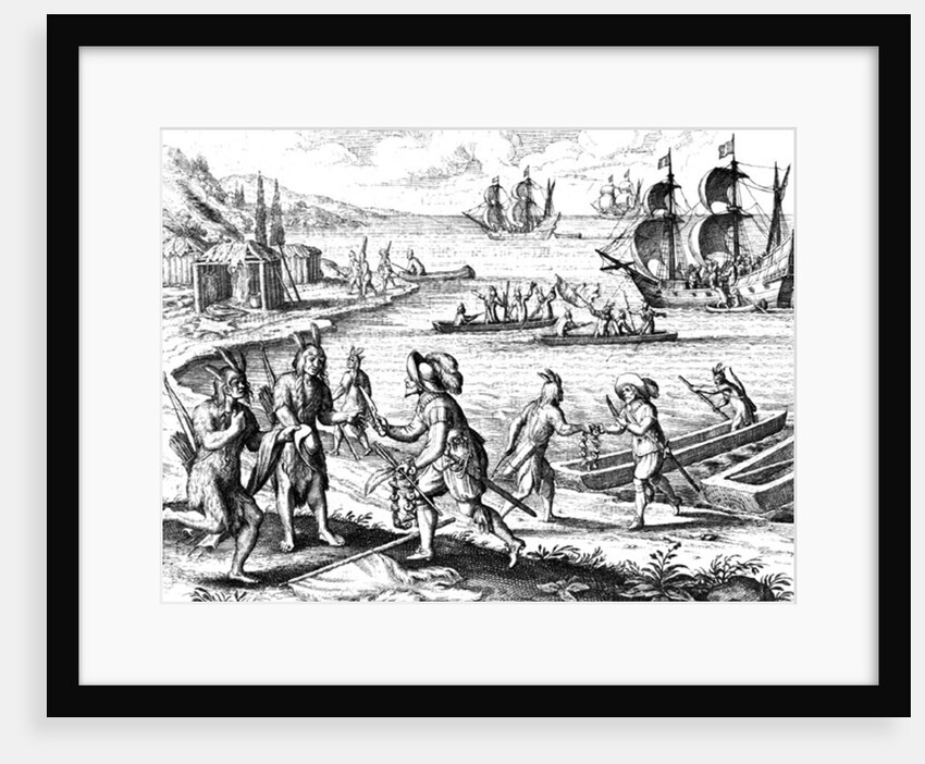 English Trading with Indians of the West Indies by Jacques (d.1587/88) (after) Le Moyne