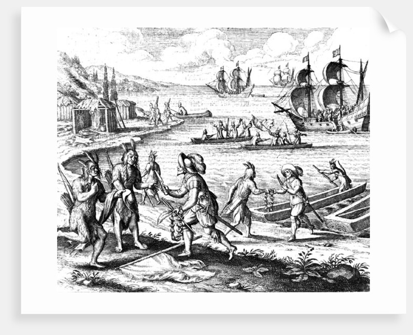 English Trading with Indians of the West Indies by Jacques (d.1587/88) (after) Le Moyne