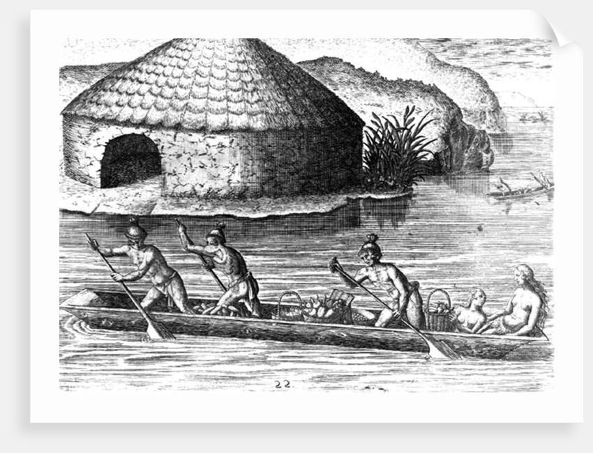 Florida Indians Storing their Crops in the Public Granary by Jacques Le Moyne