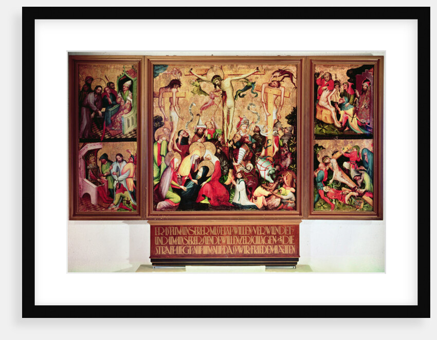 The Crucifixion, triptych with side panels depicting scenes from the Passion by German School