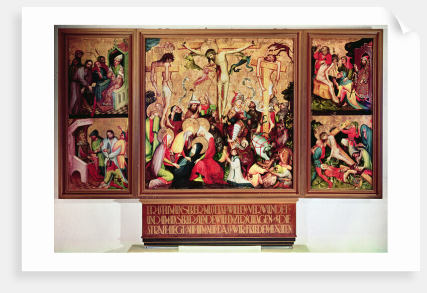 The Crucifixion, triptych with side panels depicting scenes from the Passion by German School