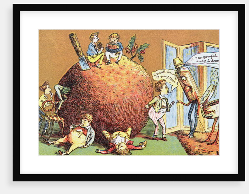 The Christmas Pudding, a Victorian christmas card by English School