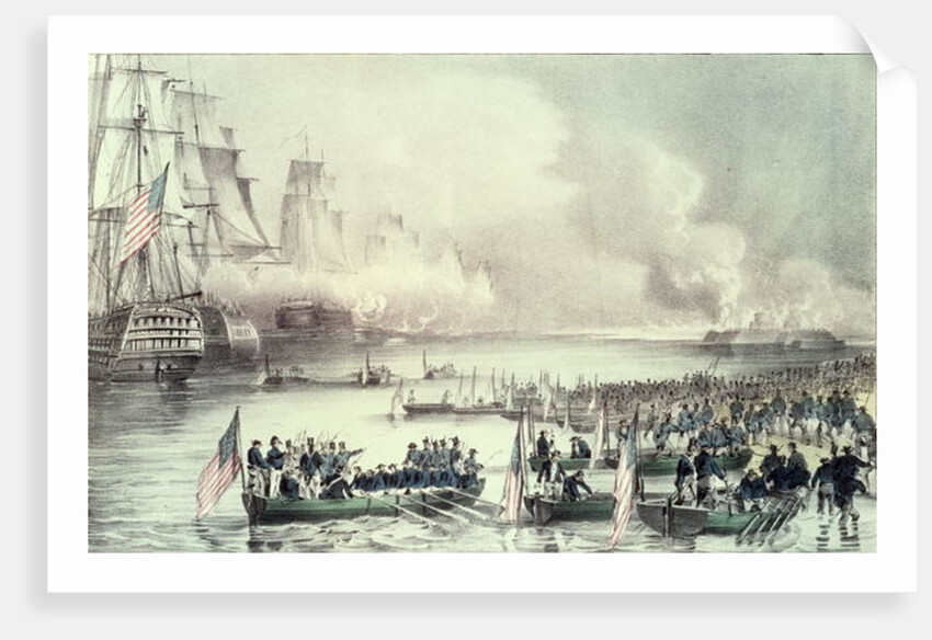 Landing of the American Force at Vera Cruz, under General Scott, March 1847 by N. and Ives J.M. (1824-95) Currier